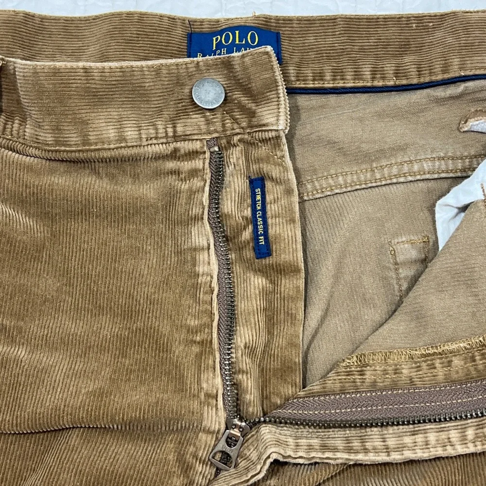 Polo Ralph Lauren Mens Brown Corduroy Stretch Classic Fit Pants 44x30 Tan Brown